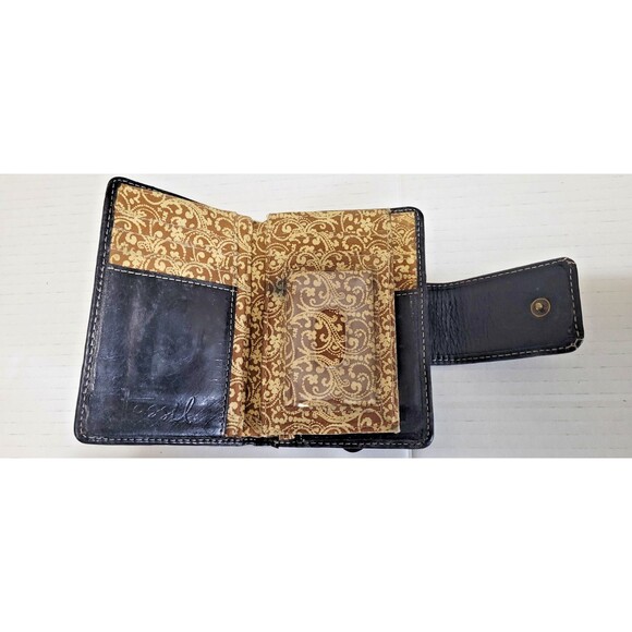 Lot of two vintage black leather Fossil wallets bifold trifold - Picture 11 of 12